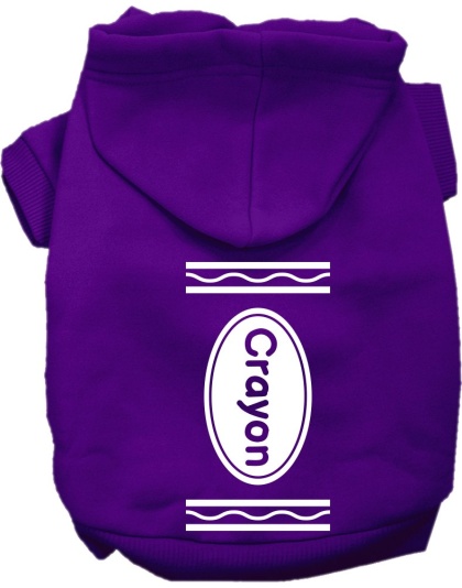 Crayon Costume Screen Print Dog Hoodie Purple Size XS
