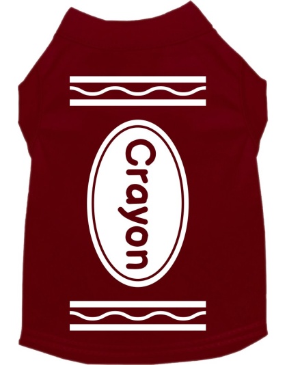 Crayon Costume Screen Print Dog Shirt Maroon Size XS
