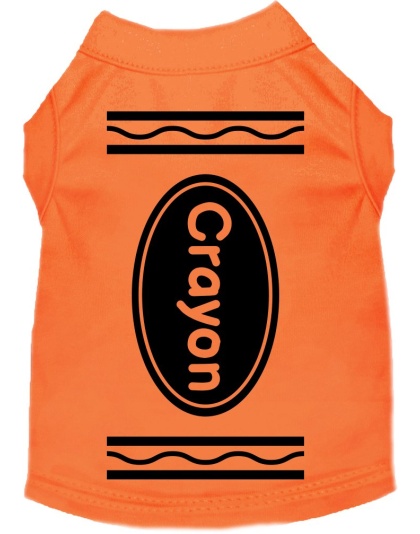 Crayon Costume Screen Print Dog Shirt Orange Size XS