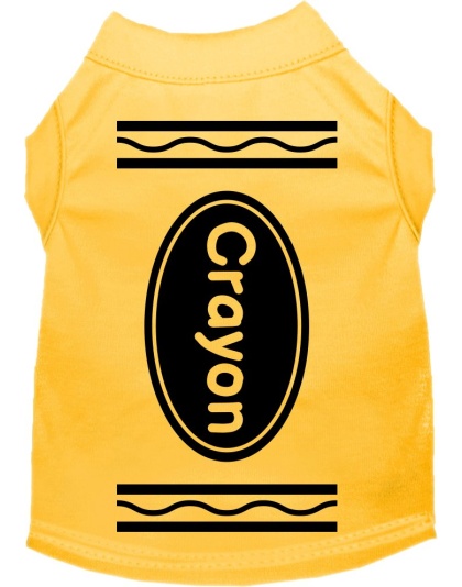 Crayon Costume Screen Print Dog Shirt Yellow Size XS