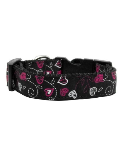 Crazy Hearts Nylon Collars Black Large