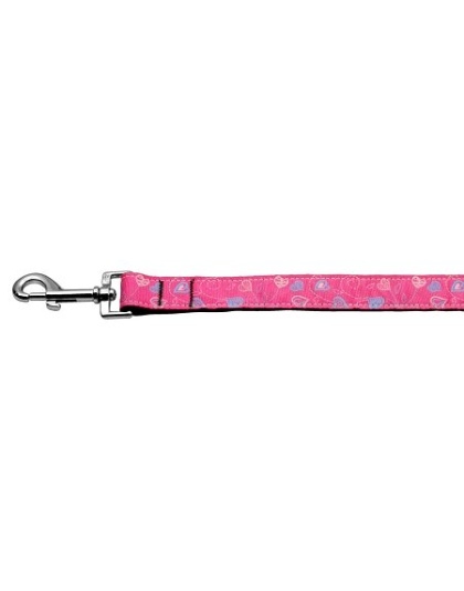 Crazy Hearts Nylon Collars Bright Pink 1 wide 4ft Lsh