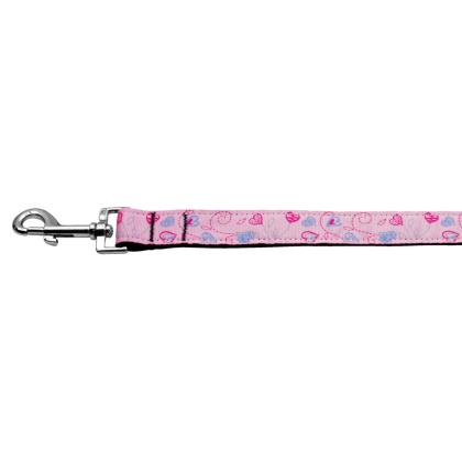 Crazy Hearts Nylon Collars Light Pink 1 wide 4ft Lsh