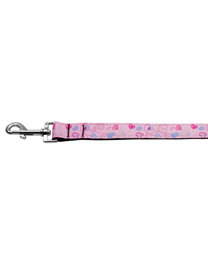 Crazy Hearts Nylon Collars Light Pink 1 wide 4ft Lsh