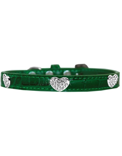 Croc Crystal Heart Dog Collar Emerald Green Size 10