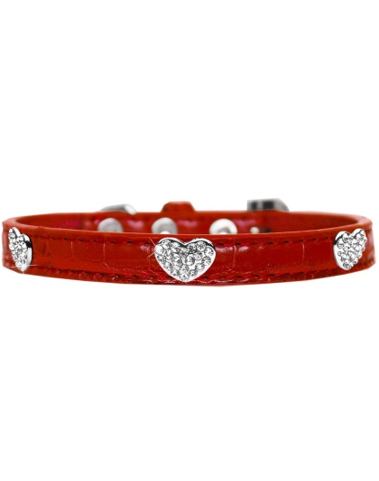 Croc Crystal Heart Dog Collar Red Size 10