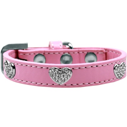 Crystal Heart Dog Collar Light Pink Size 10