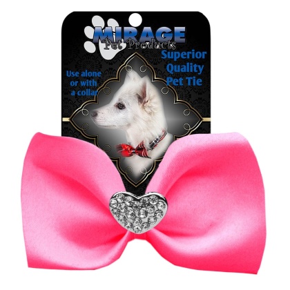 Crystal Heart Widget Pet Bowtie Hot Pink