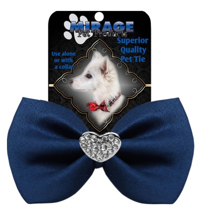 Crystal Heart Widget Pet Bowtie Navy Blue