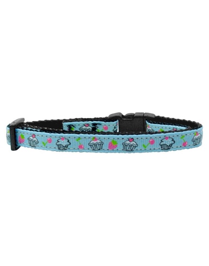 Cupcakes Nylon Ribbon Collar Baby Blue Cat Safety