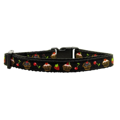 Cupcakes Nylon Ribbon Collar Black Cat Safety