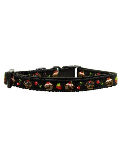 Cupcakes Nylon Ribbon Collar Black Small