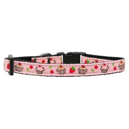 Cupcakes Nylon Ribbon Collar Light Pink Small