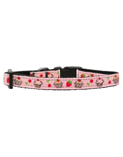 Cupcakes Nylon Ribbon Collar Light Pink Small