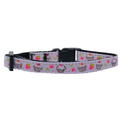 Cupcakes Nylon Ribbon Collar Purple Cat Safety