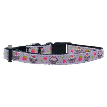 Cupcakes Nylon Ribbon Collar Purple Small