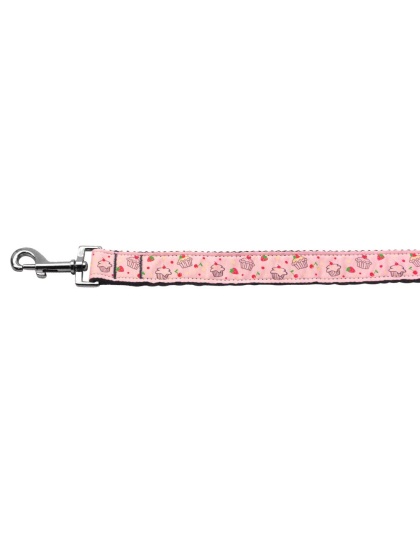 Cupcakes Nylon Ribbon Leash Light Pink 1 inch wide 4ft Long