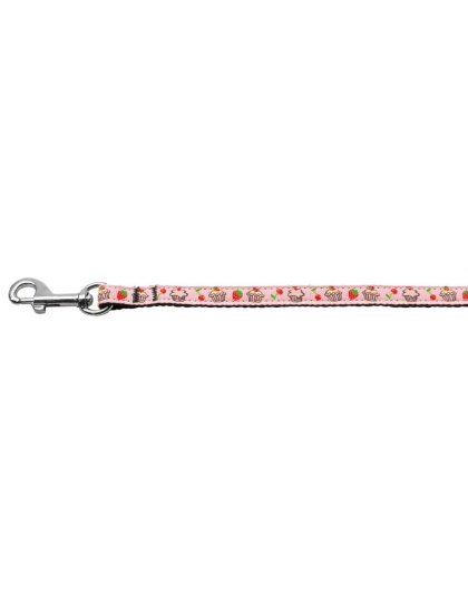 Cupcakes Nylon Ribbon Leash Light Pink 3/8 inch wide 4ft Long