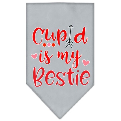 Cupid is my Bestie Screen Print Bandana Grey Large