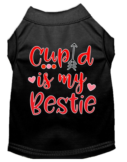 Cupid is my Bestie Screen Print Dog Shirt Black Lg