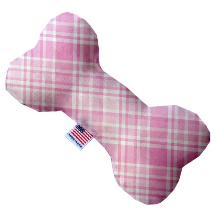 Cupid Pink Plaid 10 inch Canvas Bone Dog Toy