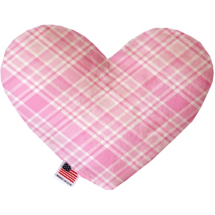 Cupid Pink Plaid 6 inch Canvas Heart Dog Toy