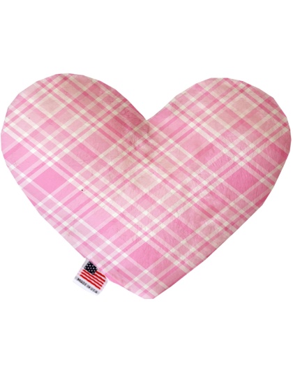 Cupid Pink Plaid 6 inch Canvas Heart Dog Toy