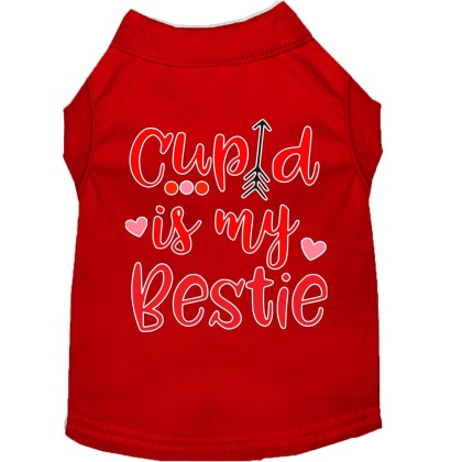 Cupid is my Bestie Screen Print Dog Shirt Red Lg