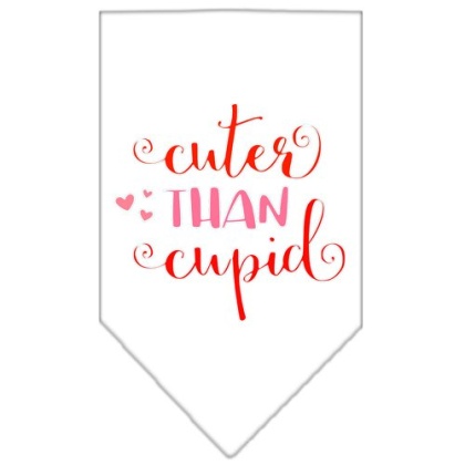 Cuter Than Cupid Screen Print Bandana White Large