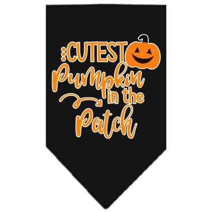 Cutest Pumpkin in the Patch Screen Print Bandana Black Large