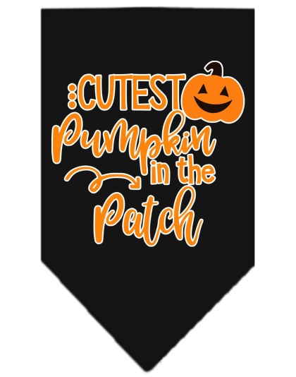 Cutest Pumpkin in the Patch Screen Print Bandana Black Large