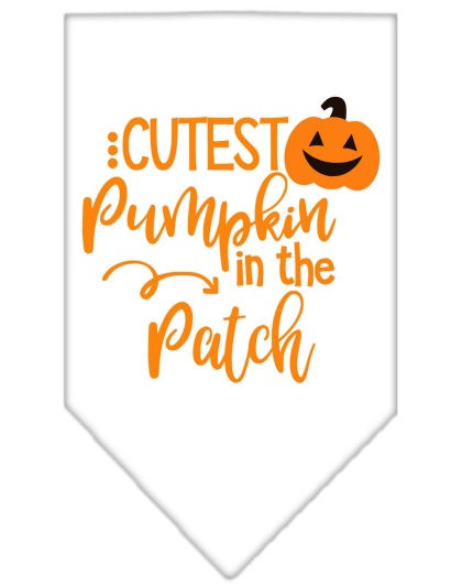 Cutest Pumpkin in the Patch Screen Print Bandana White Large