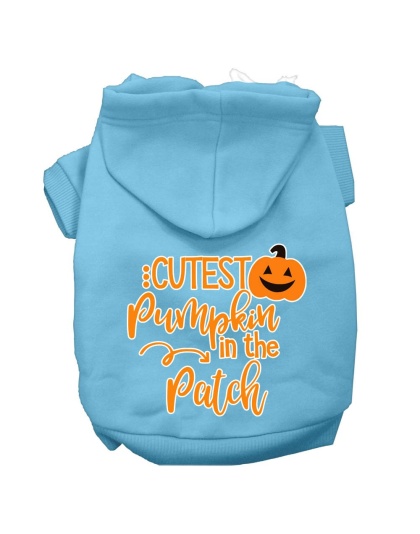 Cutest Pumpkin in the Patch Screen Print Dog Hoodie Baby Blue L