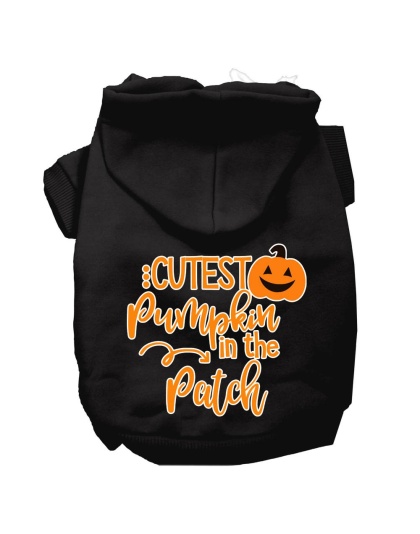 Cutest Pumpkin in the Patch Screen Print Dog Hoodie Black L