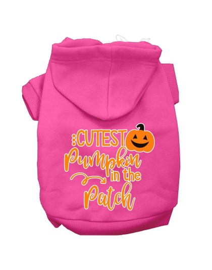 Cutest Pumpkin in the Patch Screen Print Dog Hoodie Bright Pink L