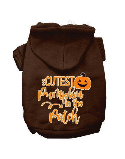 Cutest Pumpkin in the Patch Screen Print Dog Hoodie Brown L