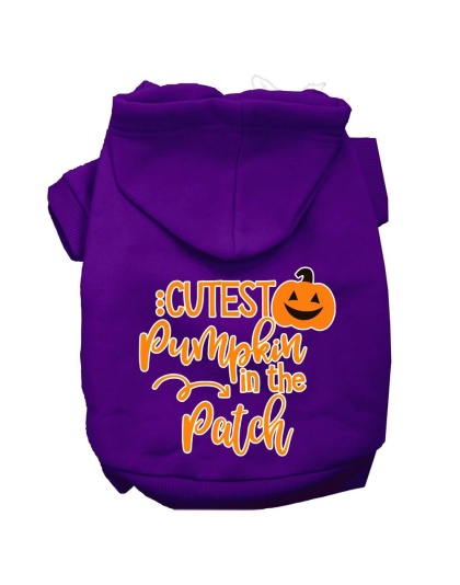 Cutest Pumpkin in the Patch Screen Print Dog Hoodie Purple L
