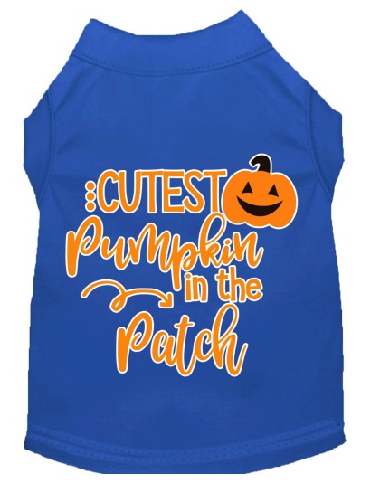 Cutest Pumpkin in the Patch Screen Print Dog Shirt Blue Lg