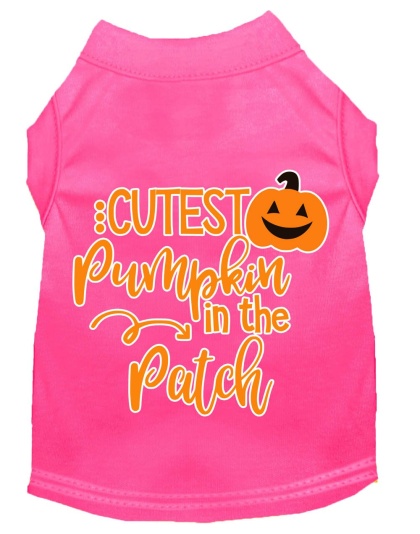 Cutest Pumpkin in the Patch Screen Print Dog Shirt Bright Pink Lg
