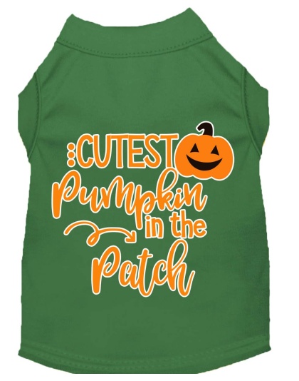 Cutest Pumpkin in the Patch Screen Print Dog Shirt Green Lg