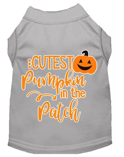 Cutest Pumpkin in the Patch Screen Print Dog Shirt Grey Lg