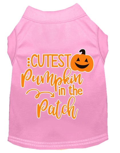 Cutest Pumpkin in the Patch Screen Print Dog Shirt Light Pink Lg