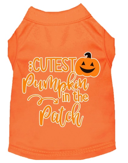 Cutest Pumpkin in the Patch Screen Print Dog Shirt Orange Lg