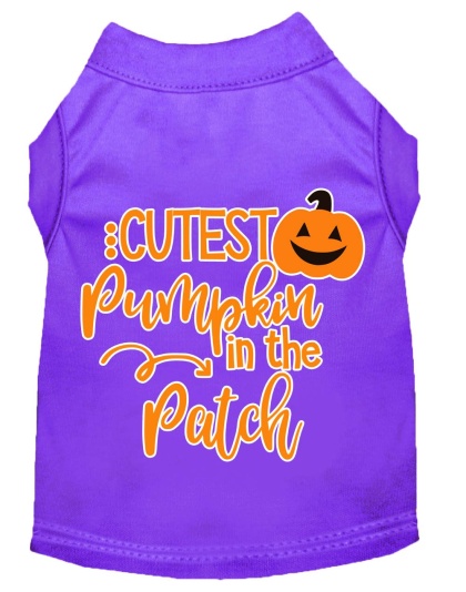 Cutest Pumpkin in the Patch Screen Print Dog Shirt Purple Lg