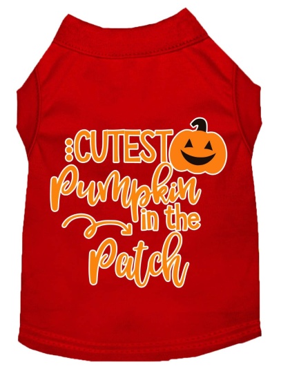 Cutest Pumpkin in the Patch Screen Print Dog Shirt Red Lg