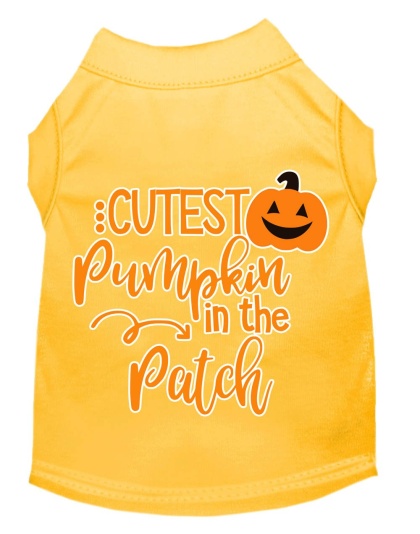 Cutest Pumpkin in the Patch Screen Print Dog Shirt Yellow Lg