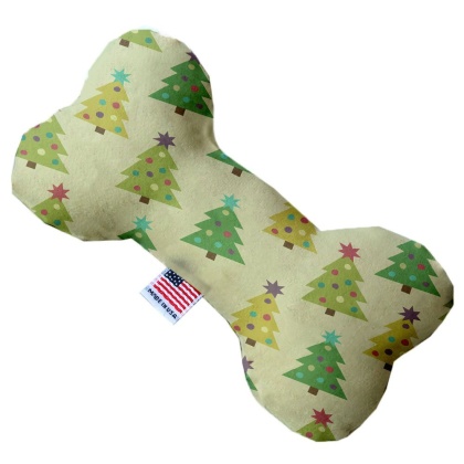 Cutesy Christmas Trees 10 Inch Bone Dog Toy