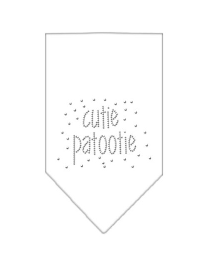 Cutie Patootie Rhinestone Bandana White Large