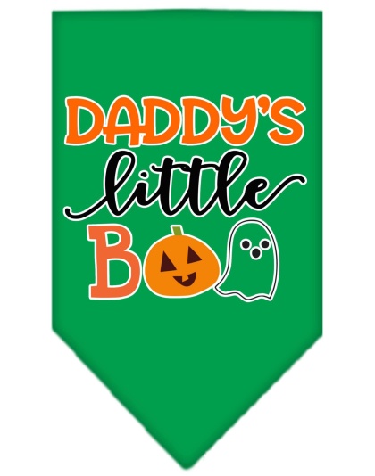 Daddy's Little Boo Screen Print Bandana Emerald Green Large