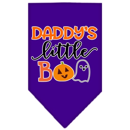 Daddy's Little Boo Screen Print Bandana Purple Large